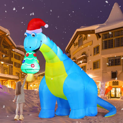 Christmas Dinosaur Eat Christmas Tree Inflatable 10FT Outdoor Decorations with LEDs Water Proof Cloth Set for Festive Halloween & Christmas Decorations