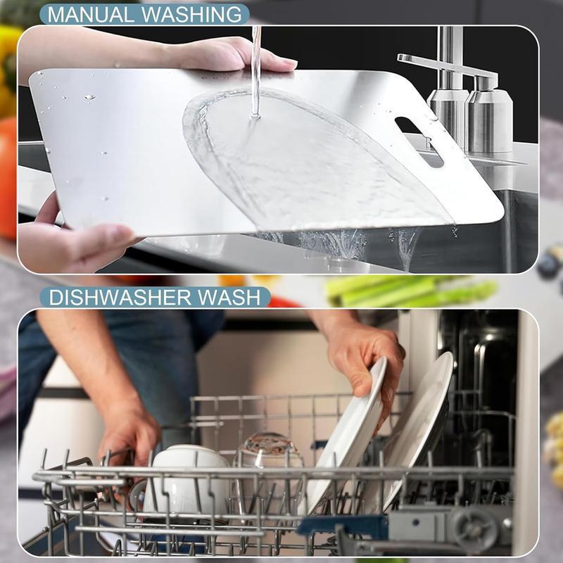 Stainless Steel Cutting Board Durability, Double Sided 304 Stainless Non StickChopping Cutting Board for Meat Fruit &Vegetable, Durable Chopping Board, Kitchenware,(11.02in x 15.35inThin and Light Cutting Board) Lightweight Double-Sided Cutting Board