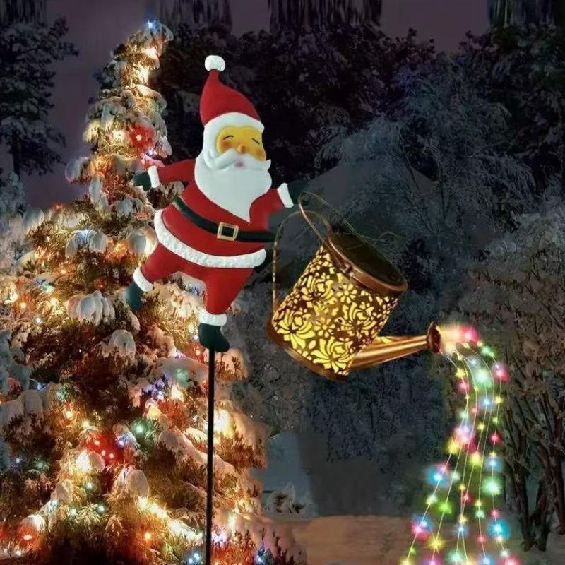 Christmas Solar Kettle Lights Garden Lawn Decorative Santa Kettle Ground Lamp Eco-Friendly Festive Design Solar Night Lights for Outdoor Garden Decor Unisex