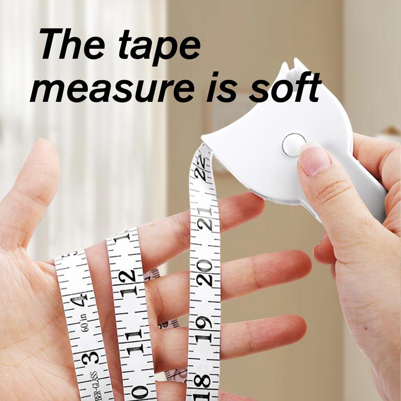 60 Inch 3D Measuring Body Measuring Tape for Fitness, Auto-Retractable Body Measuring Tool for Waist Hip Bust Arms, White