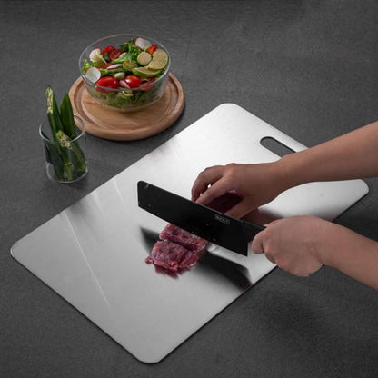 Stainless Steel Cutting Board Durability, Double Sided 304 Stainless Non StickChopping Cutting Board for Meat Fruit &Vegetable, Durable Chopping Board, Kitchenware,(11.02in x 15.35inThin and Light Cutting Board) Lightweight Double-Sided Cutting Board