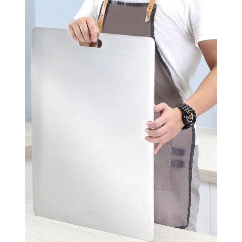 Stainless Steel Cutting Board Durability, Double Sided 304 Stainless Non StickChopping Cutting Board for Meat Fruit &Vegetable, Durable Chopping Board, Kitchenware,(11.02in x 15.35inThin and Light Cutting Board) Lightweight Double-Sided Cutting Board