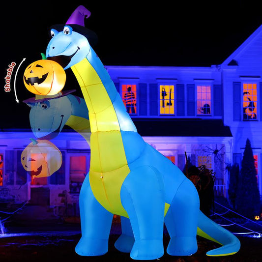 Christmas Dinosaur Eat Christmas Tree Inflatable 10FT Outdoor Decorations with LEDs Water Proof Cloth Set for Festive Halloween & Christmas Decorations