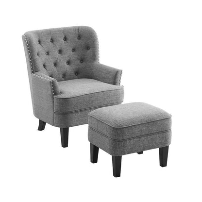 32” Wide Tufted Wingback Chair and Ottoman