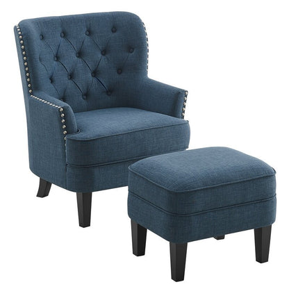 32” Wide Tufted Wingback Chair and Ottoman
