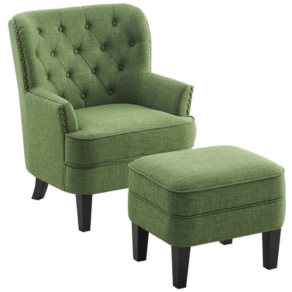 32” Wide Tufted Wingback Chair and Ottoman