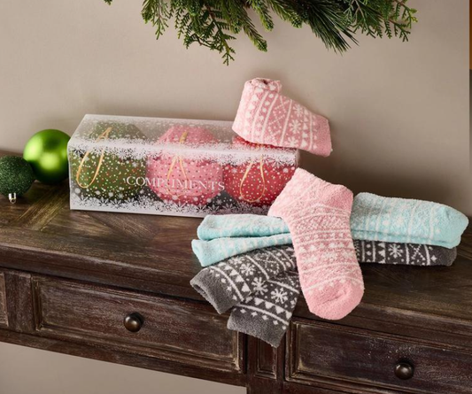 Complliments Set of 3 Cozy Holiday Gifting Socks