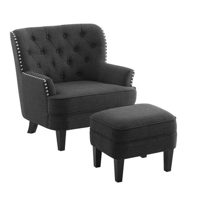 32” Wide Tufted Wingback Chair and Ottoman